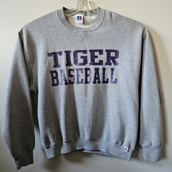 Vintage Other - Russell Athletic Tiger Baseball Sweatshirt Men's Size XL Gray Pullover Vintage